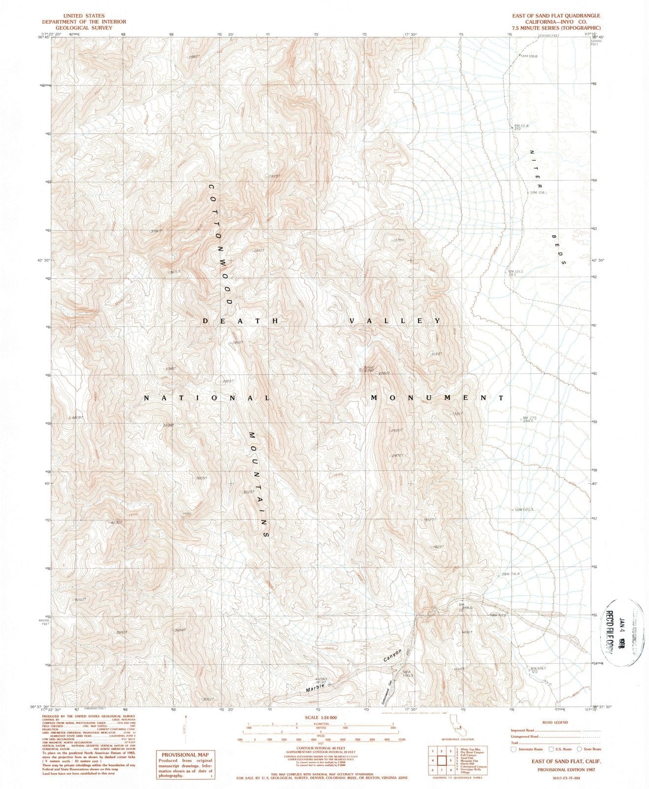 1987 East of Sand Flat, CA - California - USGS Topographic Map