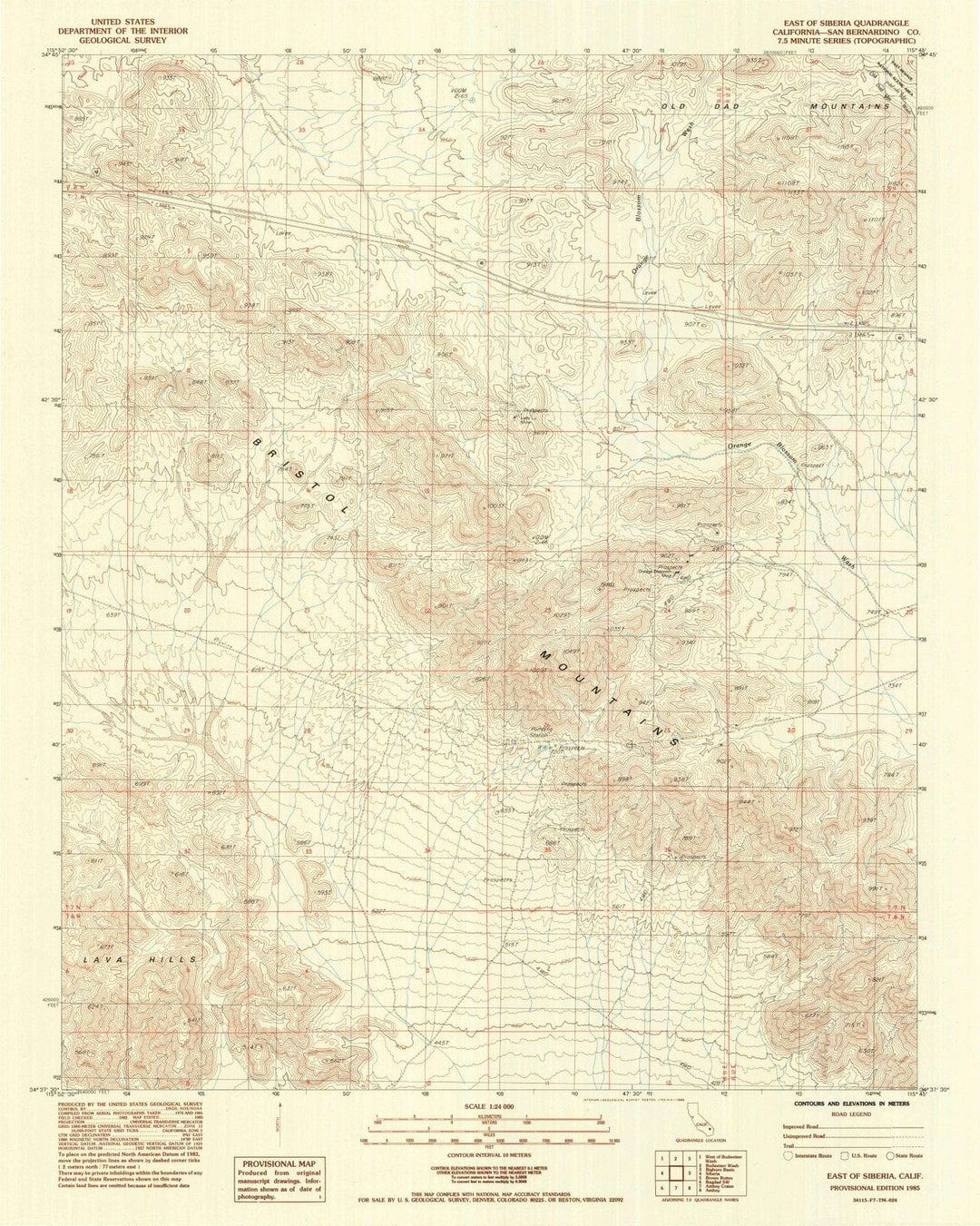 1985 East of Siberia, CA - California - USGS Topographic Map