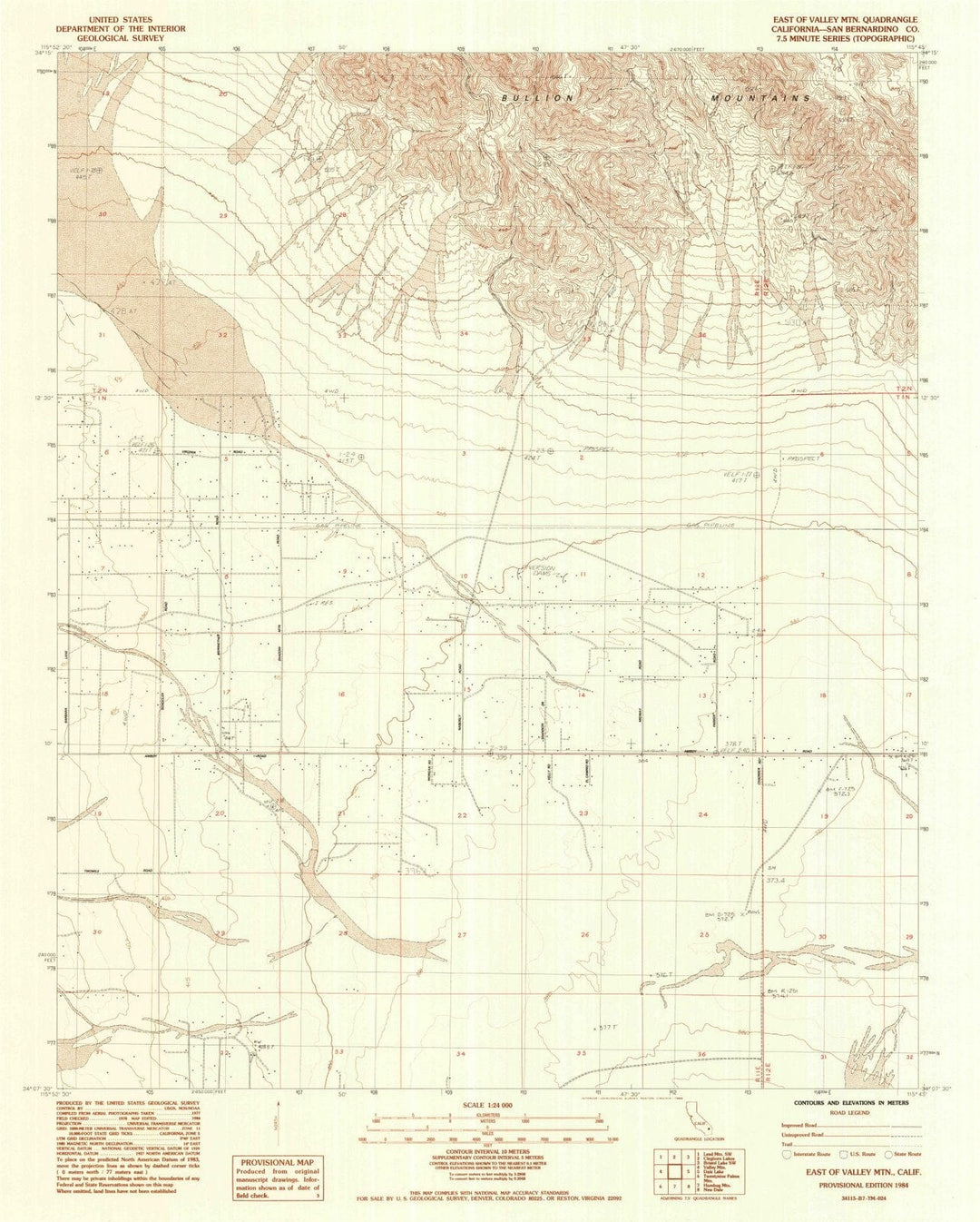 1984 East of Valley MTN, CA - California - USGS Topographic Map