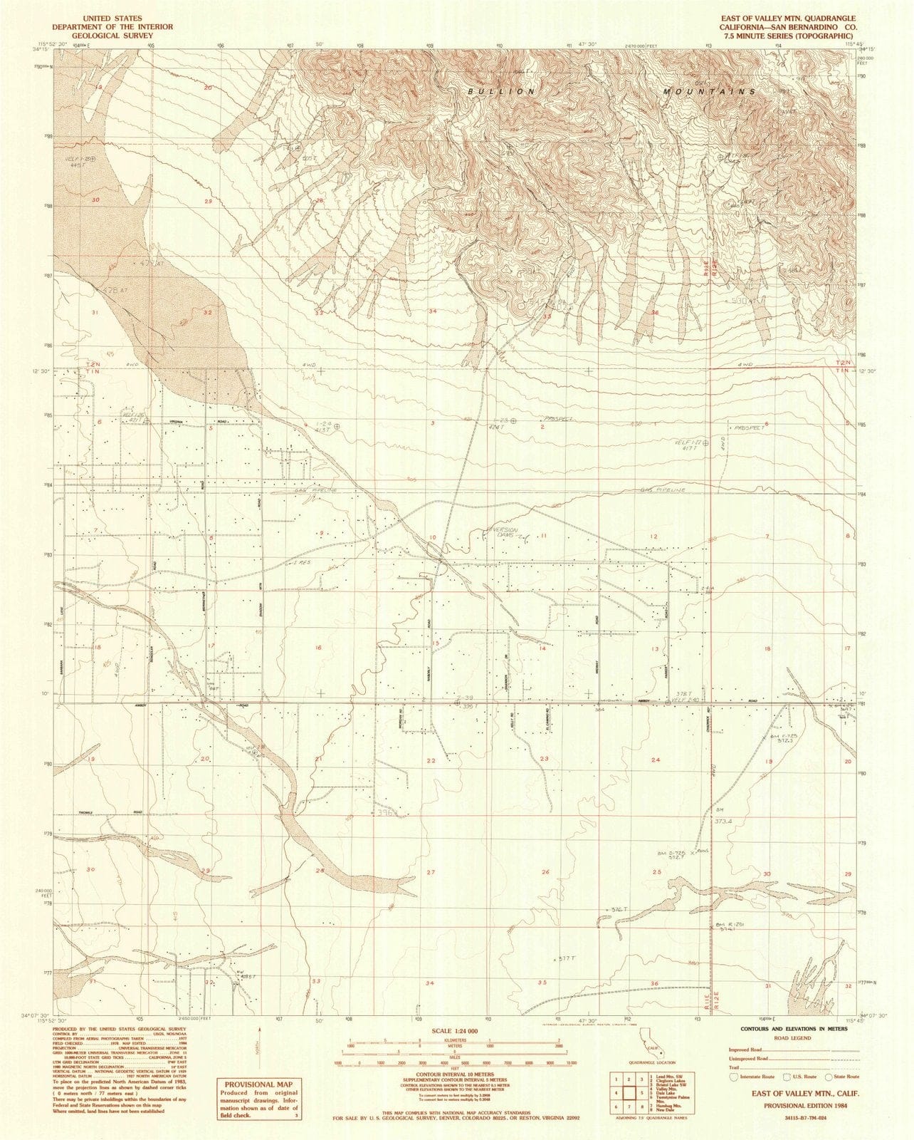 1984 East of Valley MTN, CA - California - USGS Topographic Map