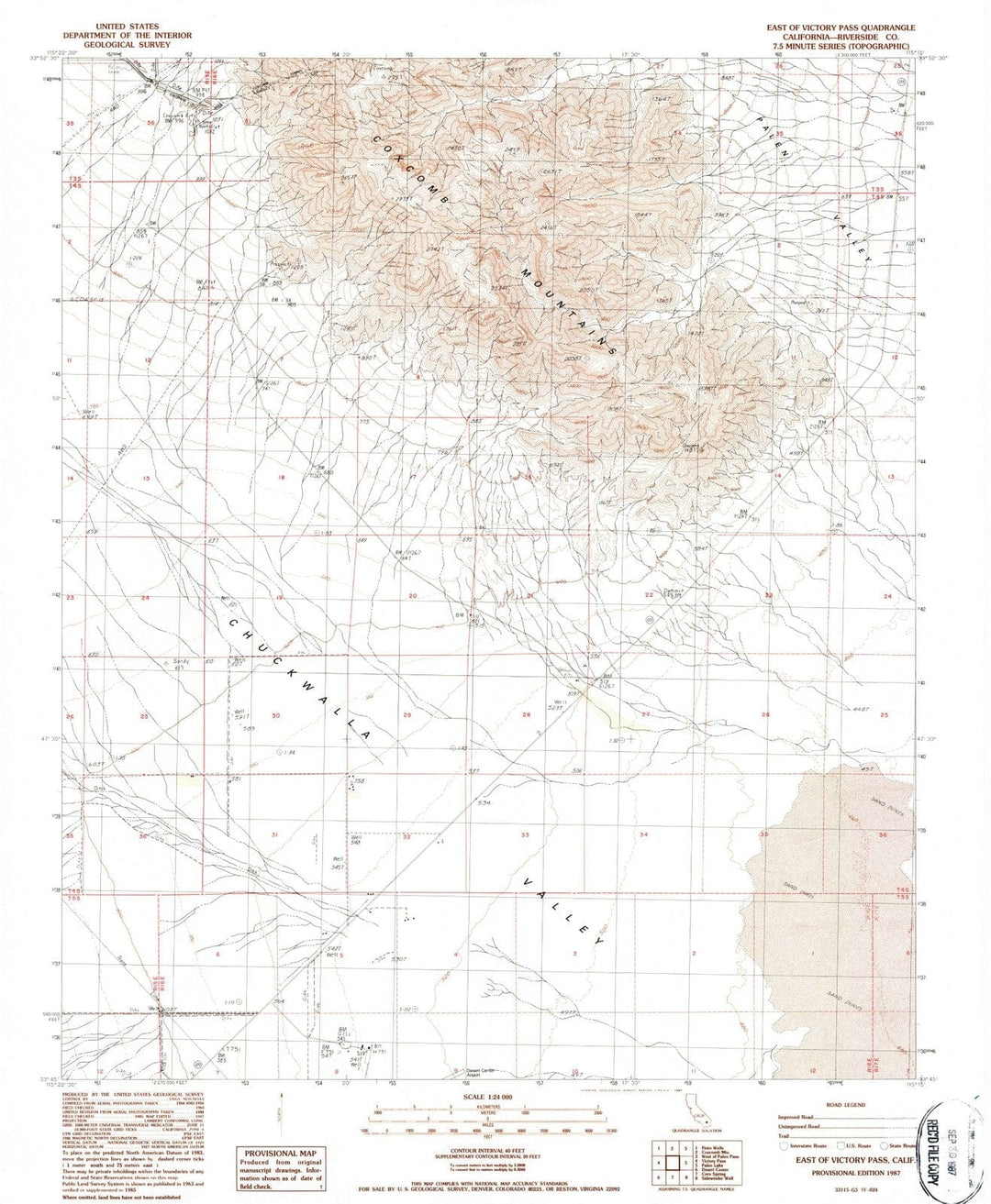 1987 East of Victory Pass, CA - California - USGS Topographic Map