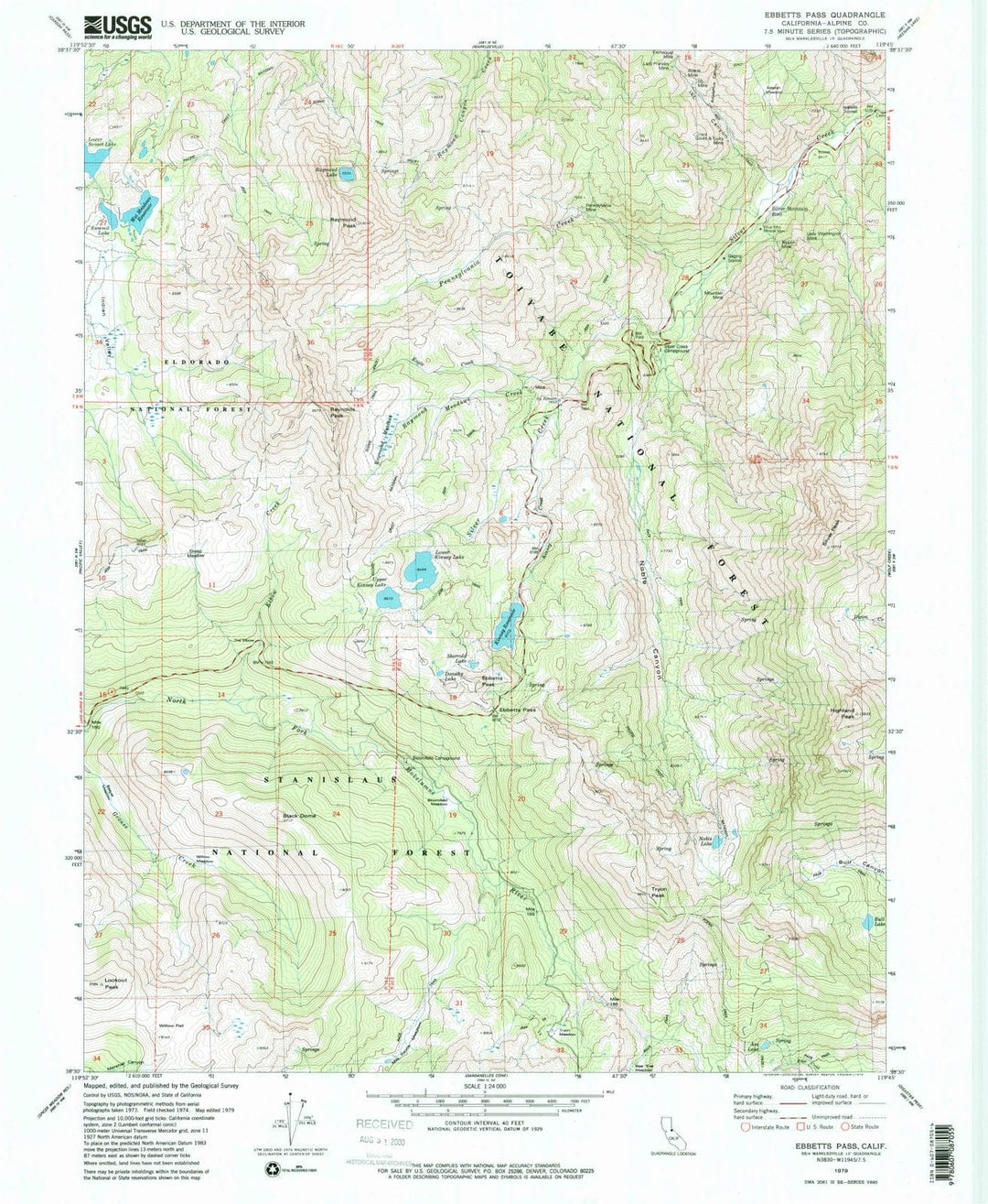 1979 Ebbetts Pass, CA - California - USGS Topographic Map
