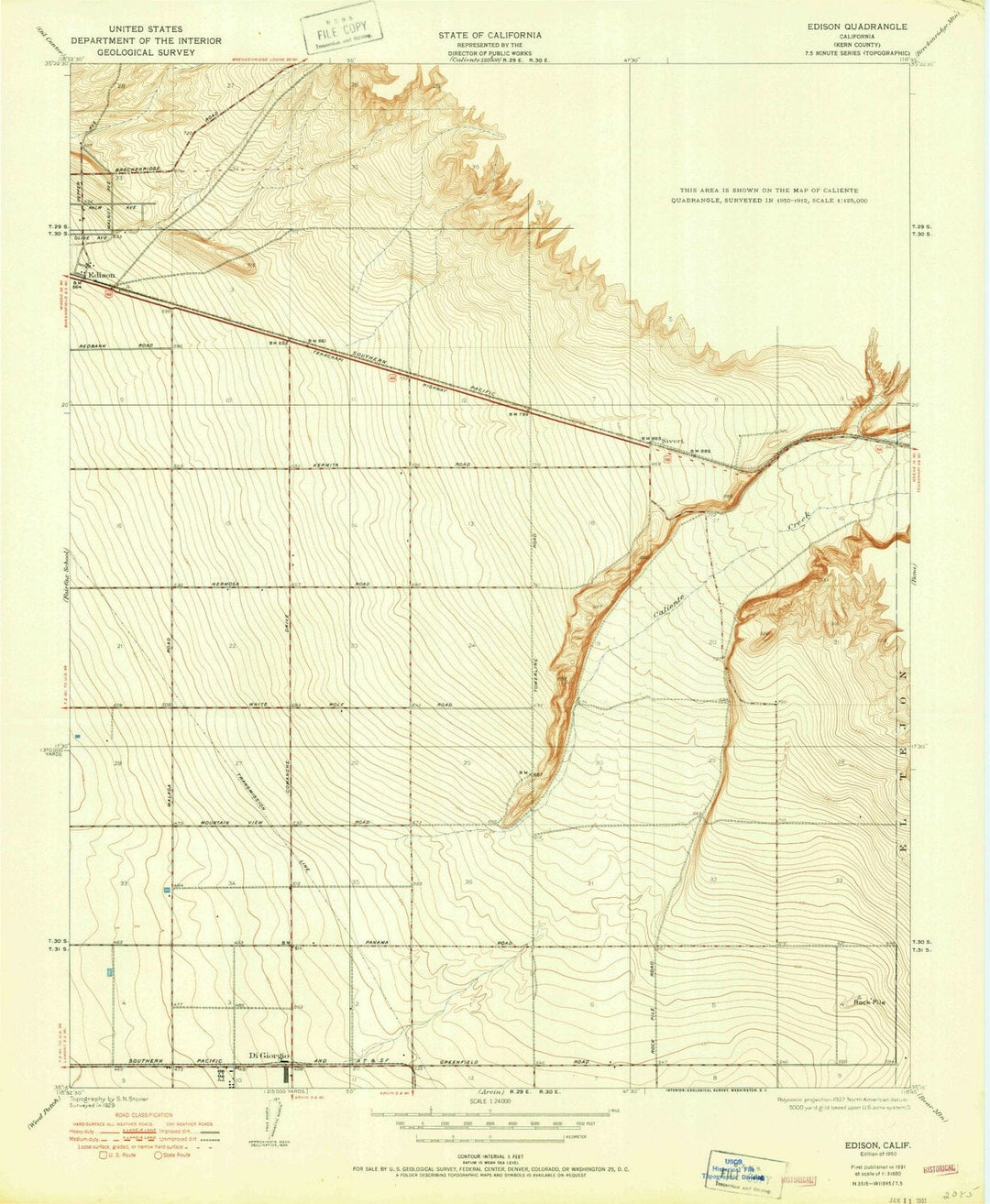 1950 Edison, CA - California - USGS Topographic Map