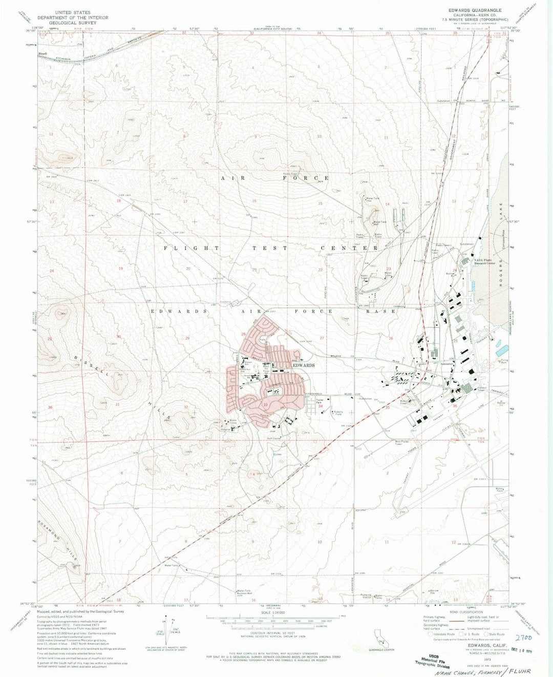 1973 Edwards, CA - California - USGS Topographic Map
