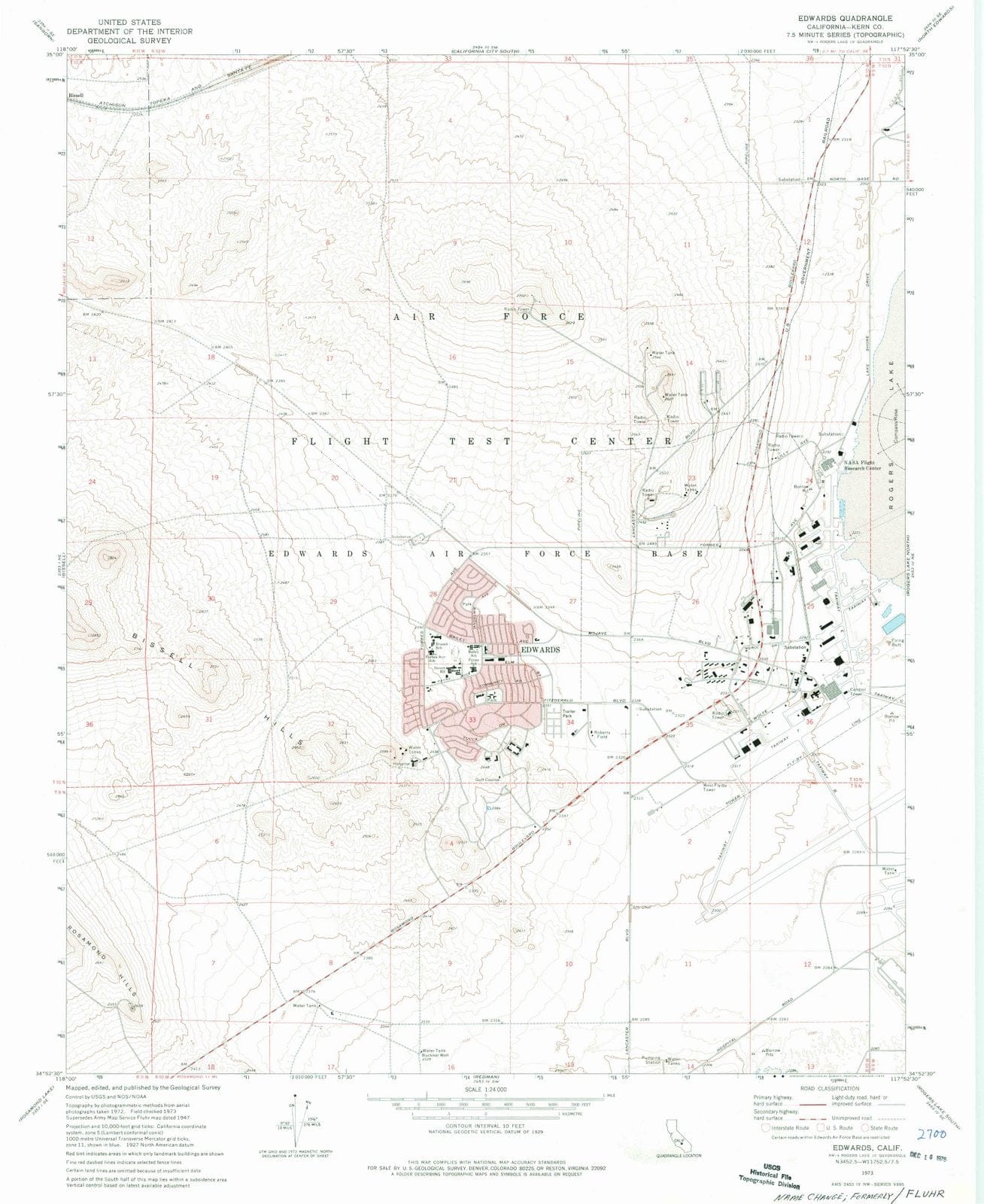 1973 Edwards, CA - California - USGS Topographic Map