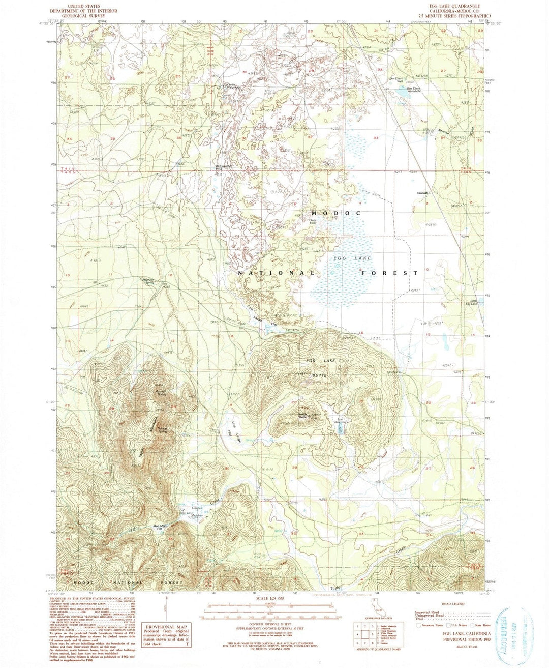 1990 Egg Lake, CA - California - USGS Topographic Map