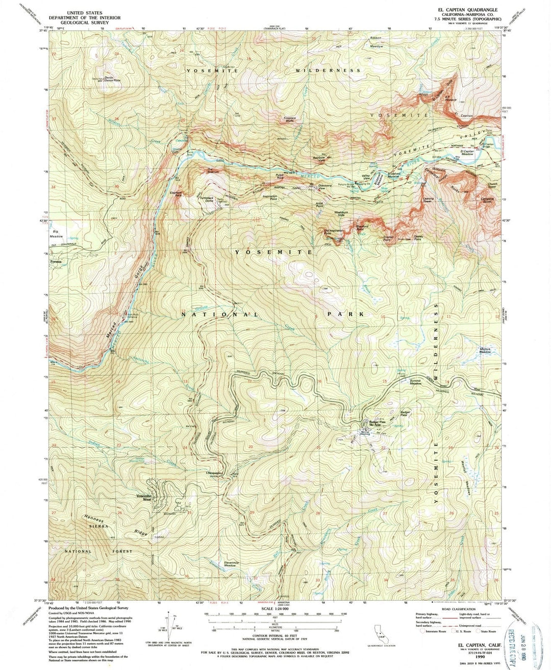 1990 El Capitan, CA - California - USGS Topographic Map