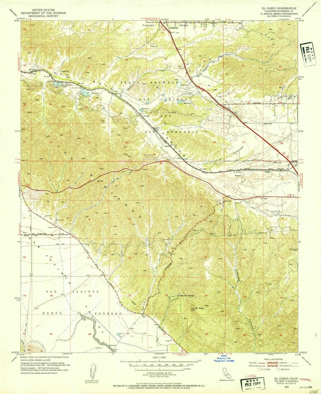 1953 El Casco, CA - California - USGS Topographic Map