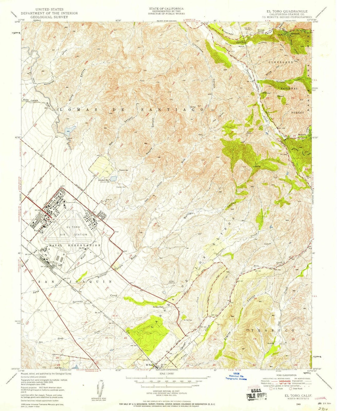 1949 El Toro, CA - California - USGS Topographic Map