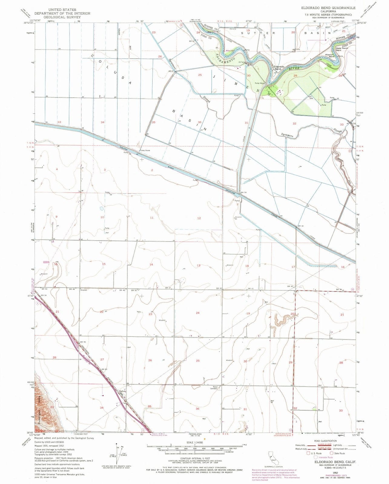 1952 Eldorado Bend, CA - California - USGS Topographic Map