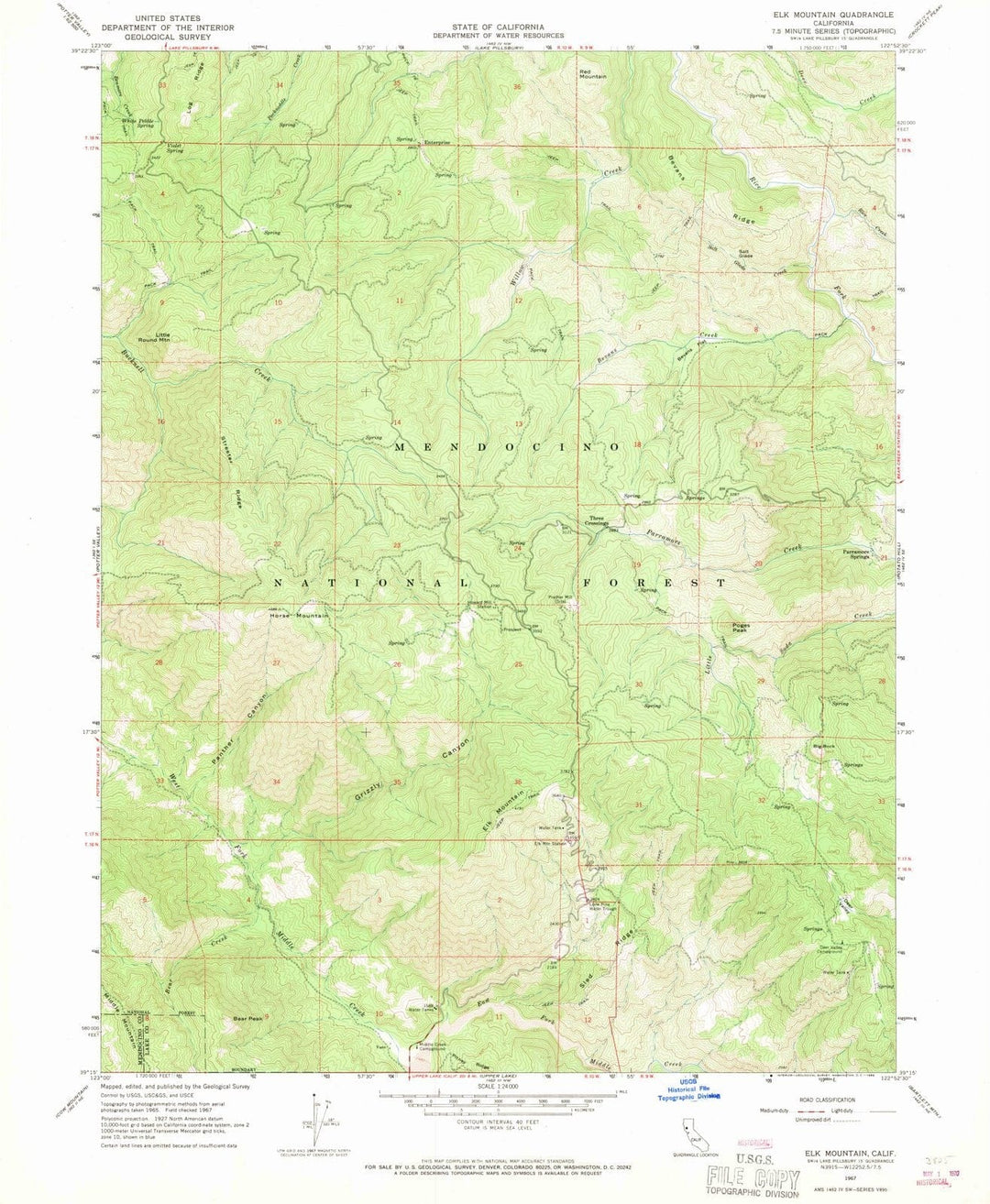 1967 Elk Mountain, CA - California - USGS Topographic Map