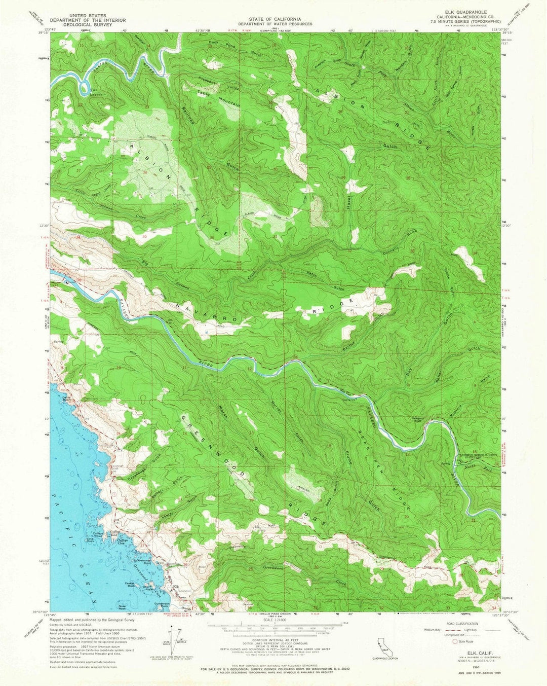 1960 Elk, CA - California - USGS Topographic Map