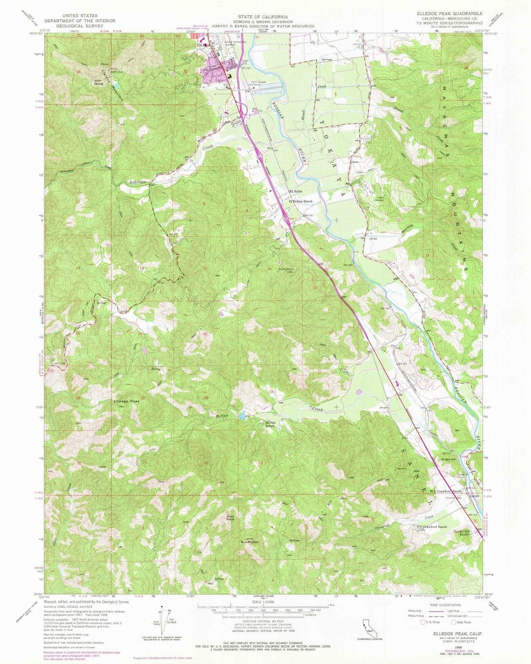 1958 Elledge Peak, CA - California - USGS Topographic Map
