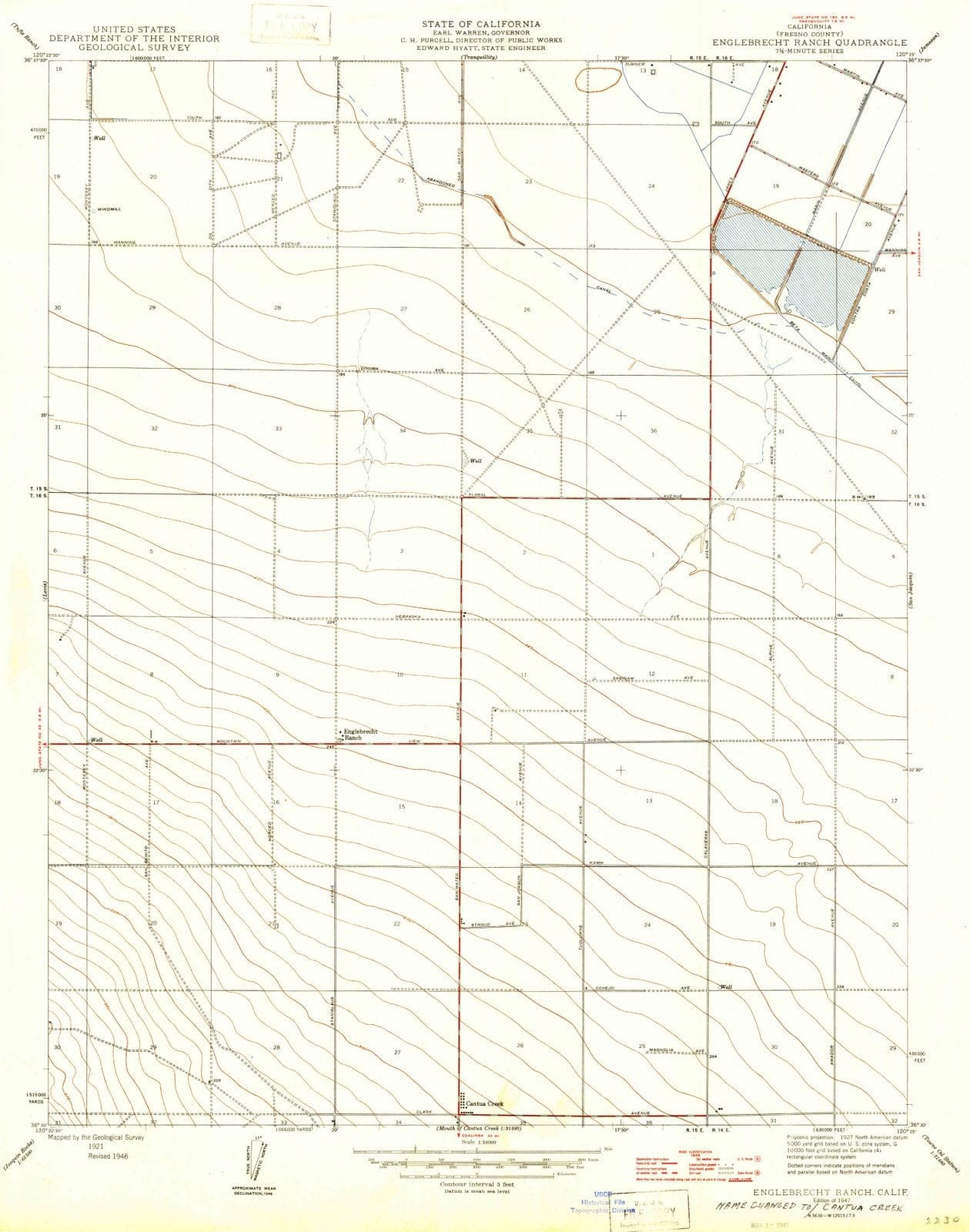 1947 Englebrecht Ranch, CA - California - USGS Topographic Map