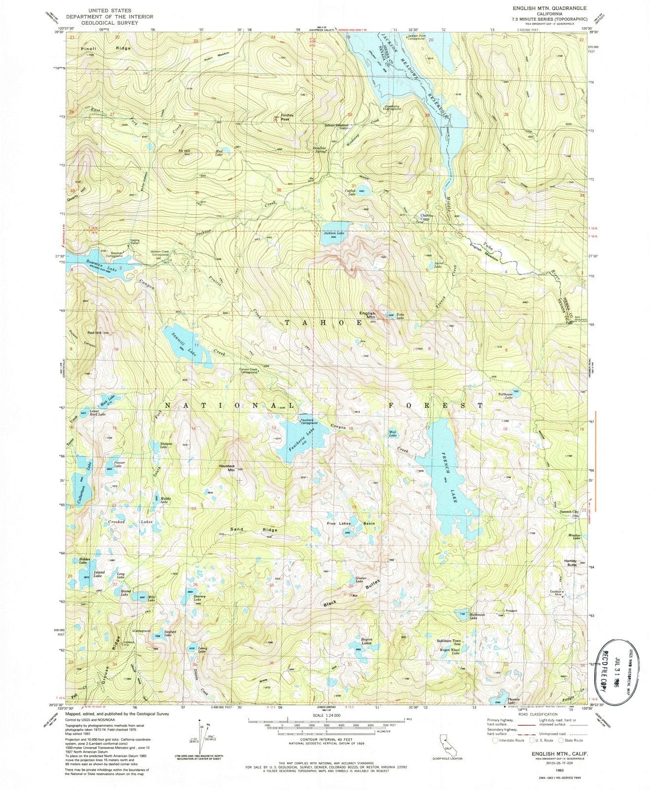1983 English MTN, CA - California - USGS Topographic Map