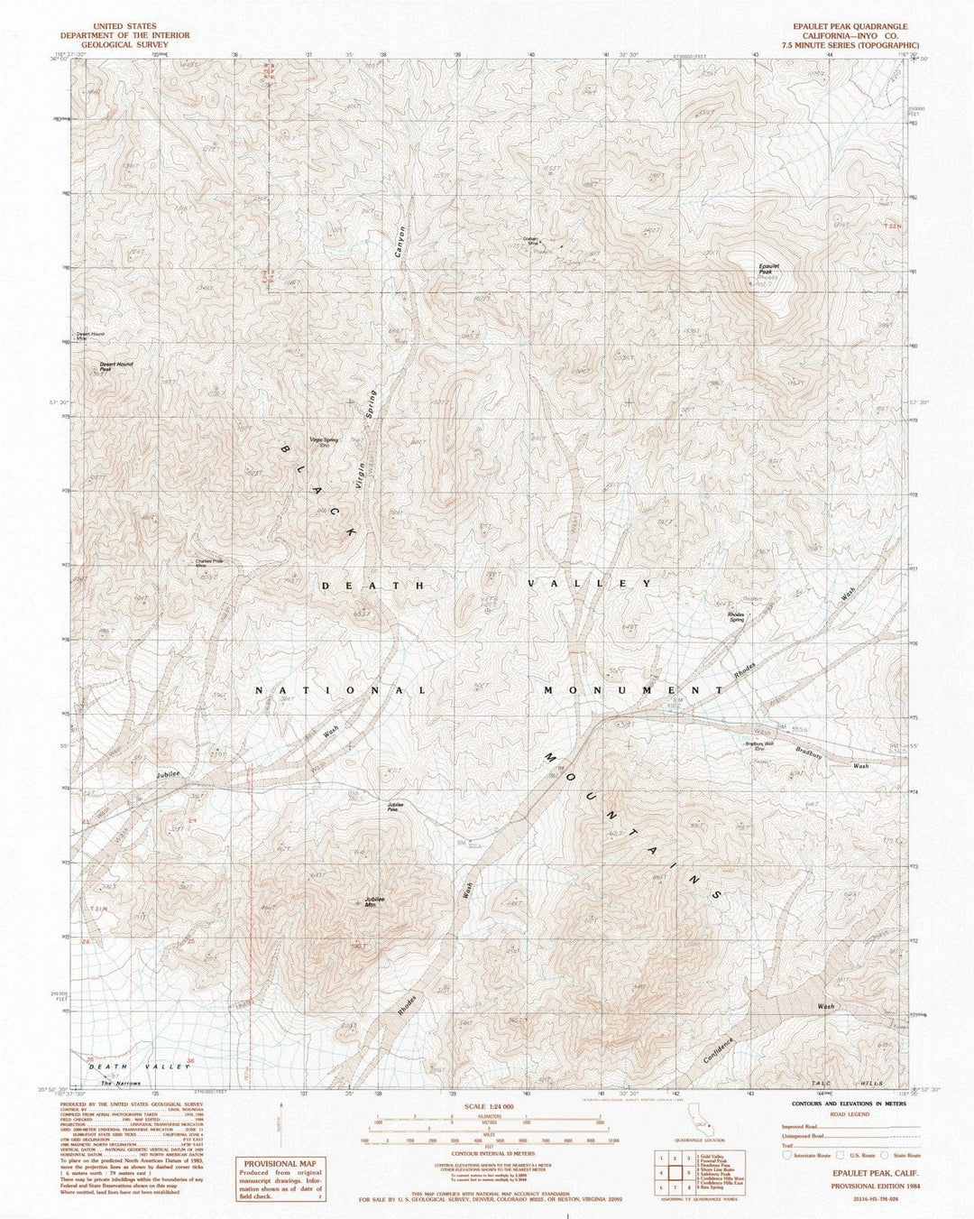 1984 Epaulet Peak, CA - California - USGS Topographic Map