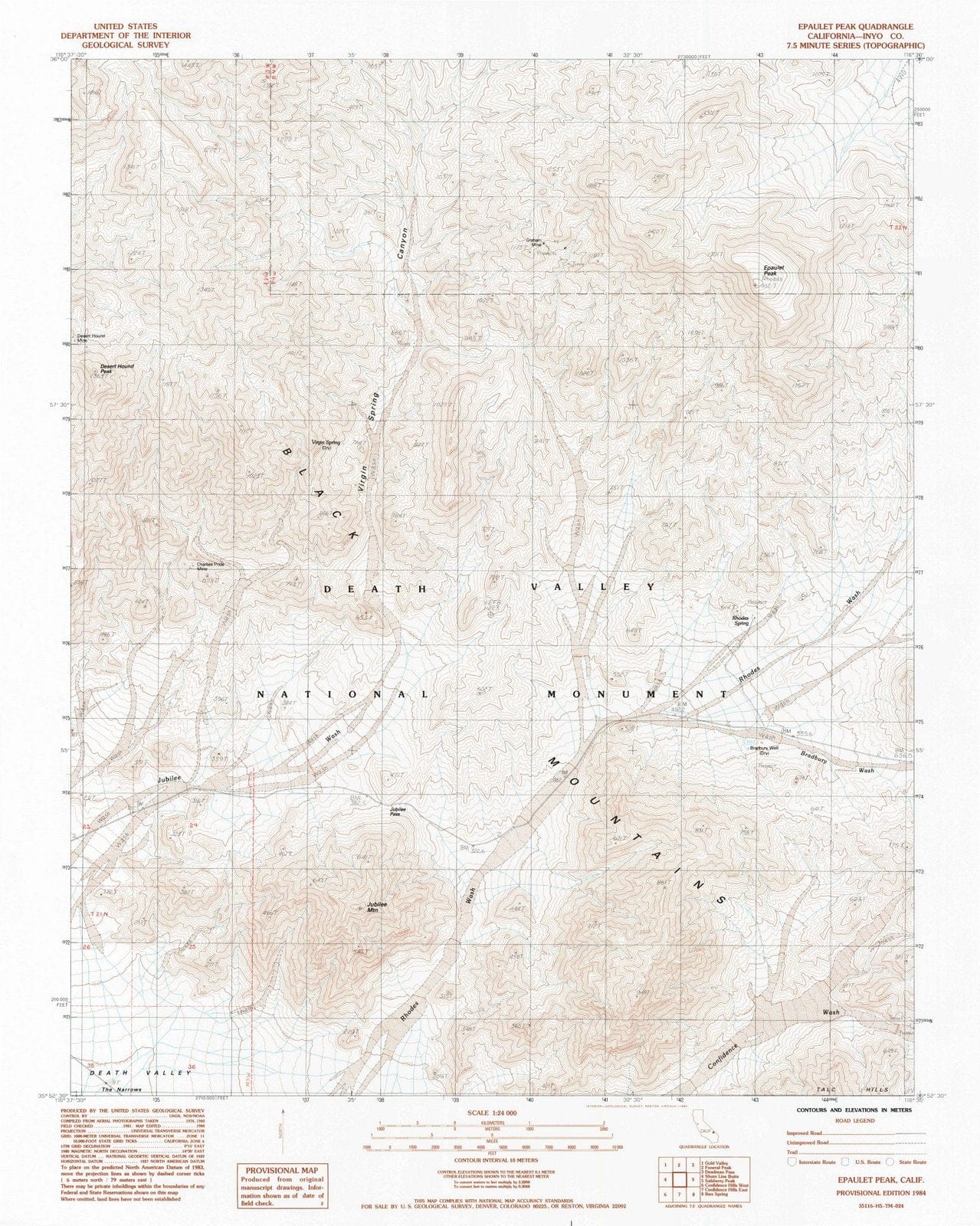 1984 Epaulet Peak, CA - California - USGS Topographic Map