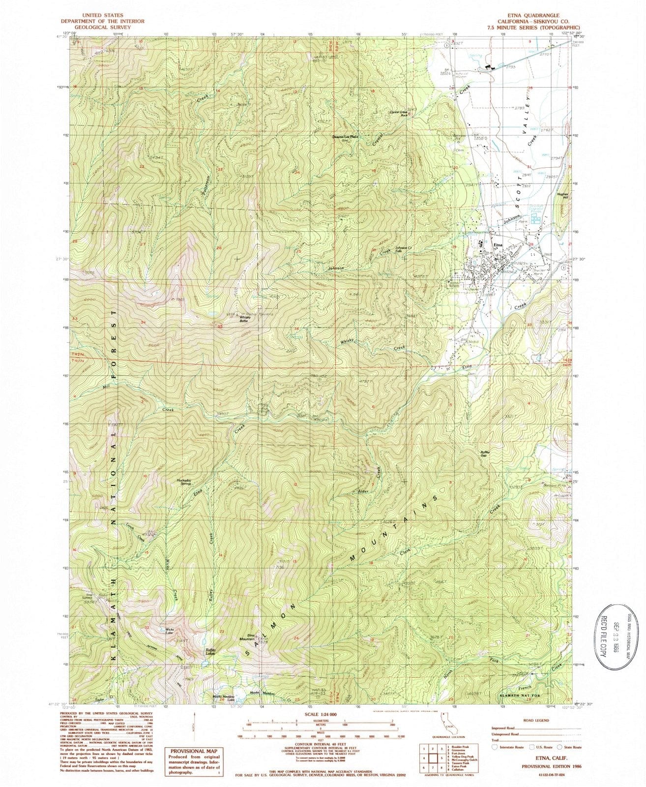 1986 Etna, CA - California - USGS Topographic Map