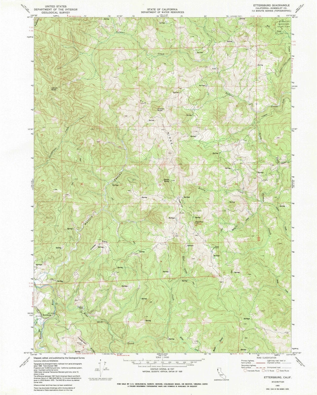 1969 Ettersburg, CA - California - USGS Topographic Map