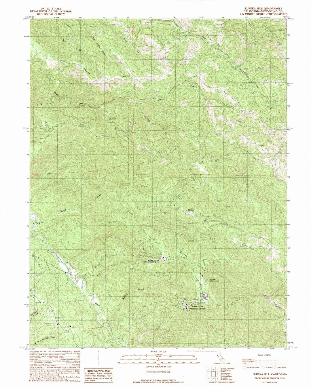 1991 Eureka Hill, CA - California - USGS Topographic Map