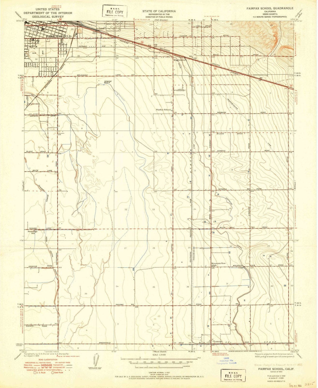 1950 Fairfax School, CA - California - USGS Topographic Map