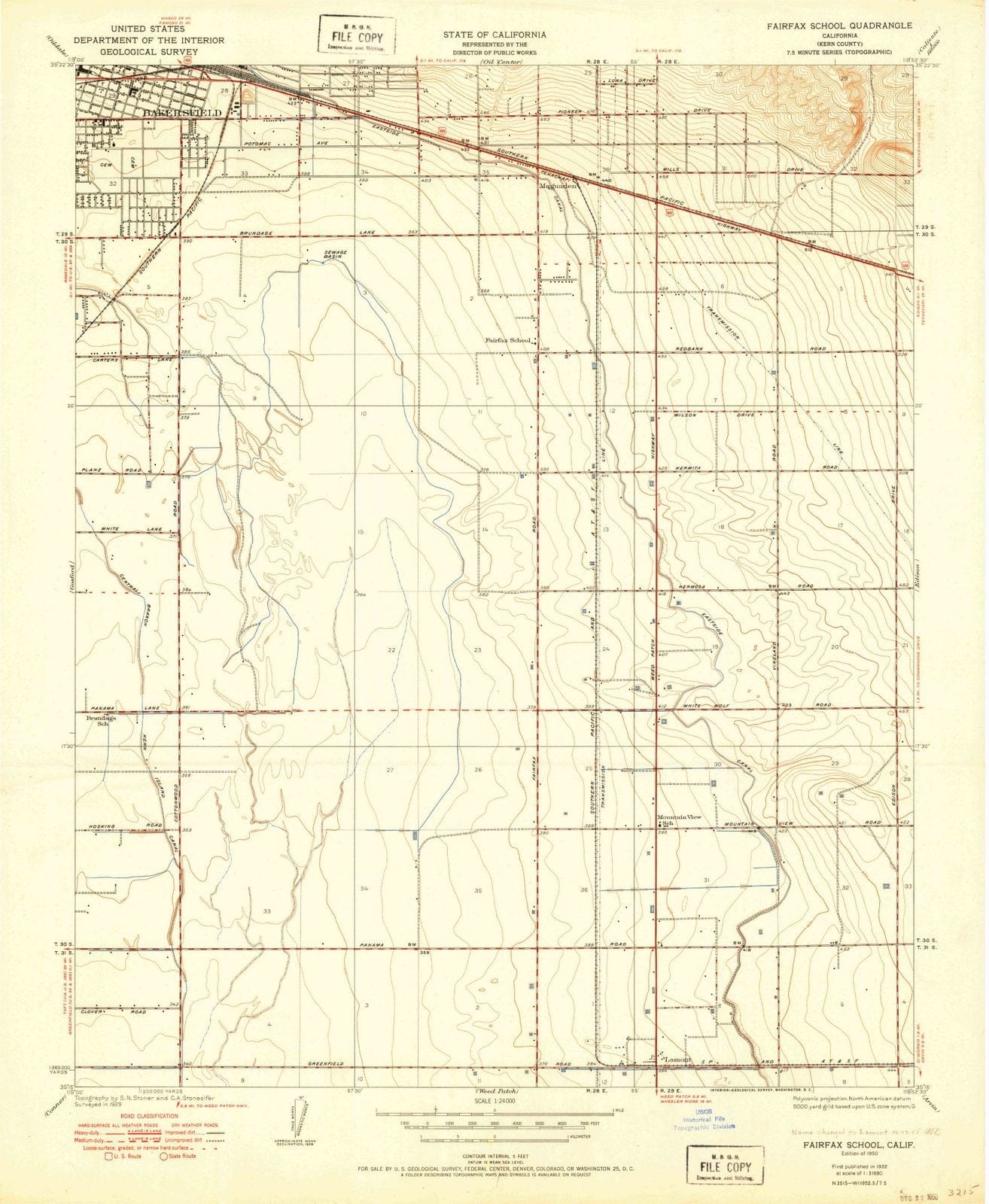 1950 Fairfax School, CA - California - USGS Topographic Map