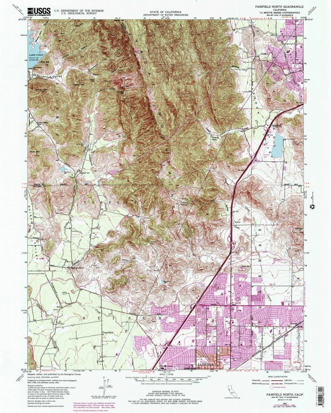 1951 Fairfield North, CA - California - USGS Topographic Map