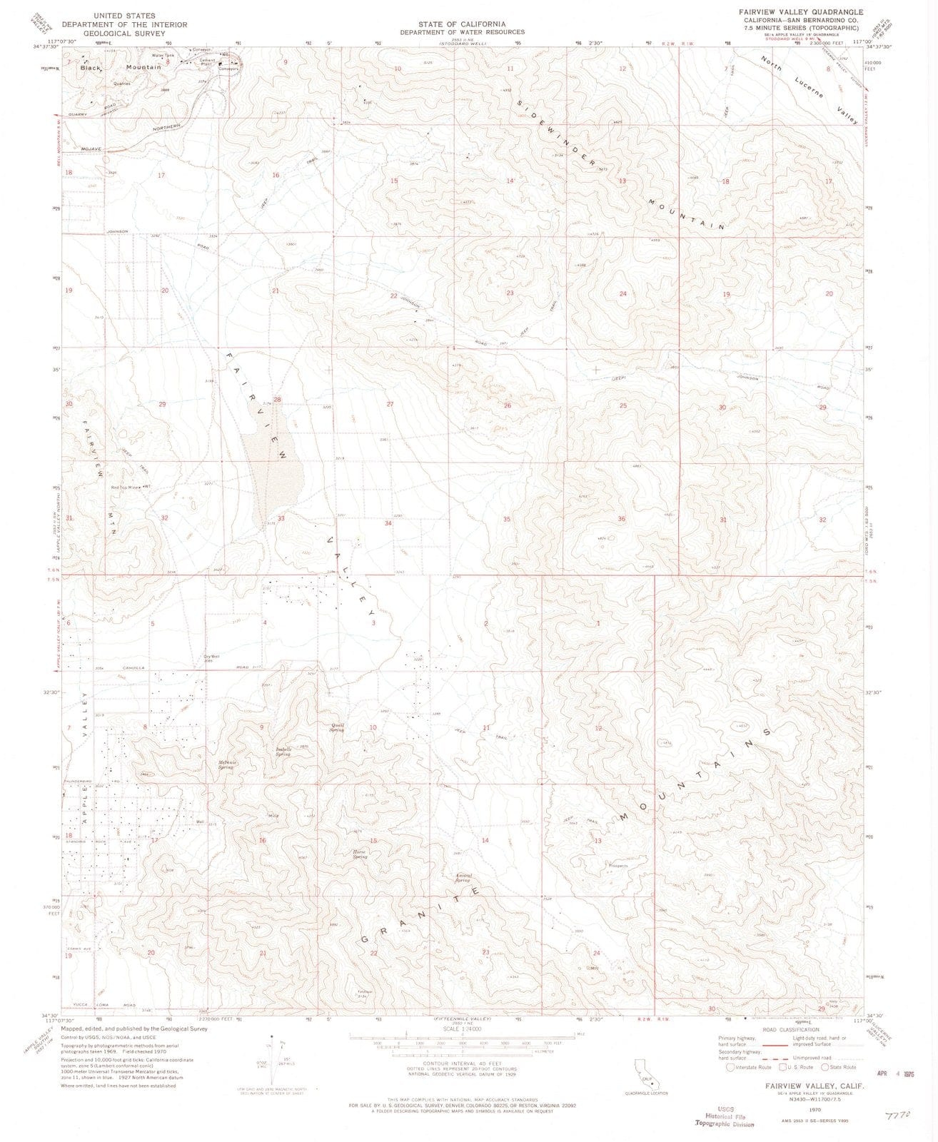 1970 Fairview Valley, CA - California - USGS Topographic Map