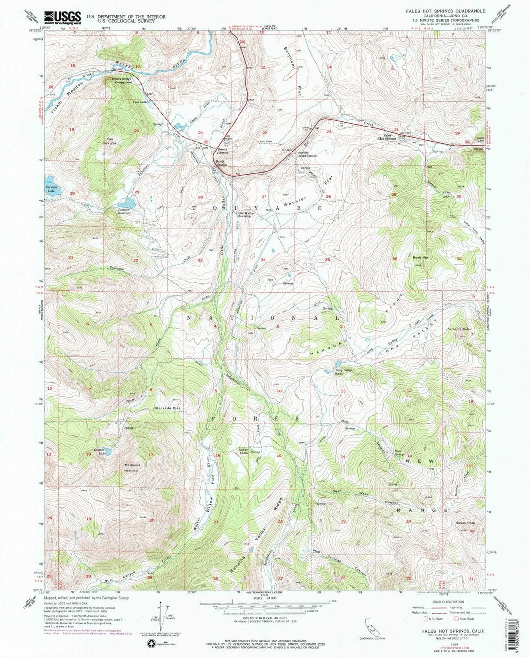 1954 Fales Hot Springs, CA - California - USGS Topographic Map