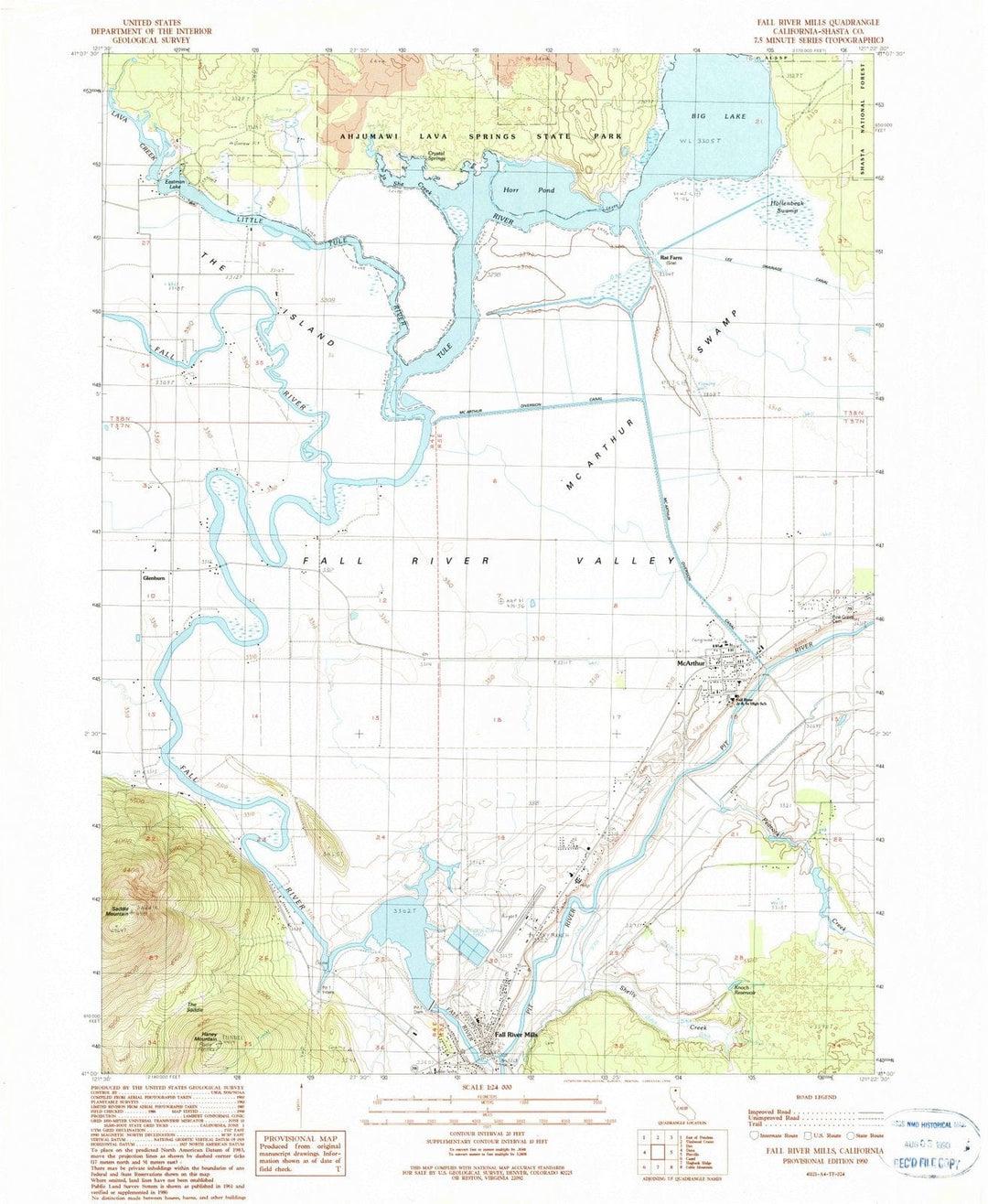 1990 Fall River Mills, CA - California - USGS Topographic Map
