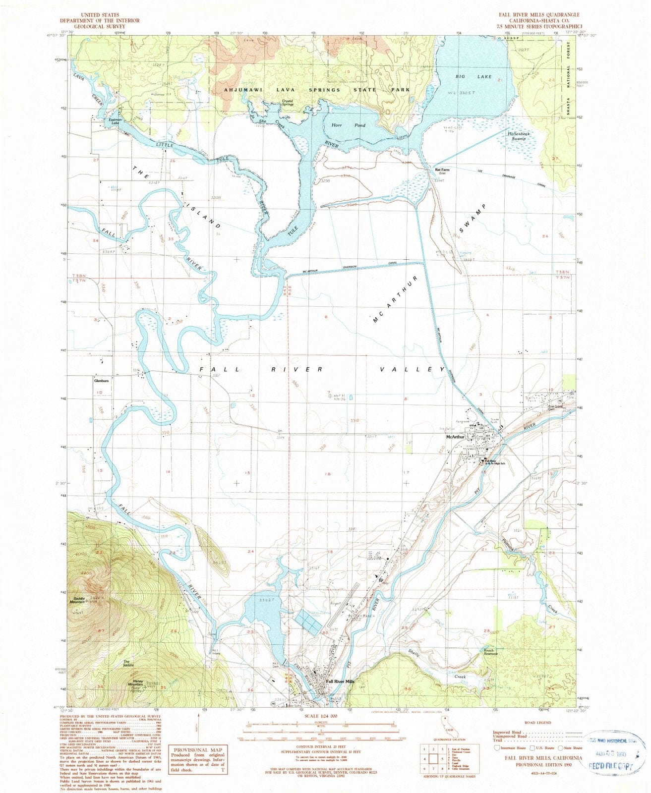 1990 Fall River Mills, CA - California - USGS Topographic Map