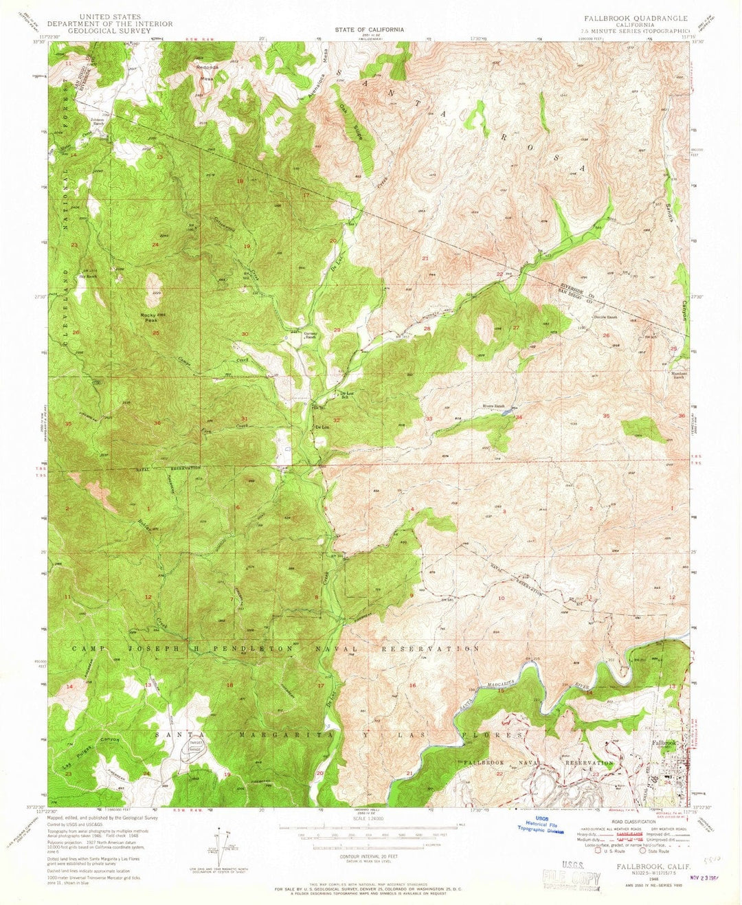 1948 Fallbrook, CA - California - USGS Topographic Map
