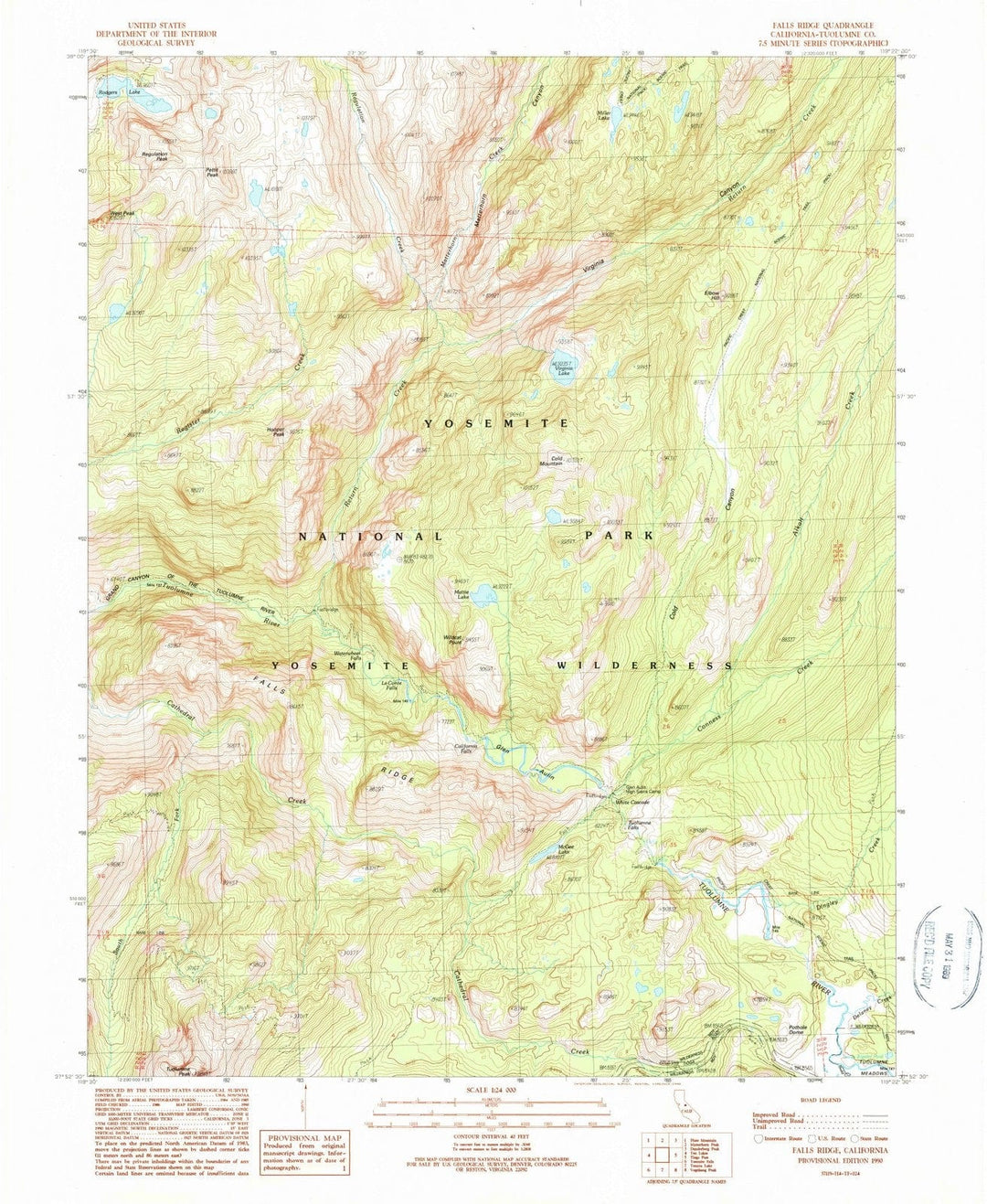 1990 Falls Ridge, CA - California - USGS Topographic Map