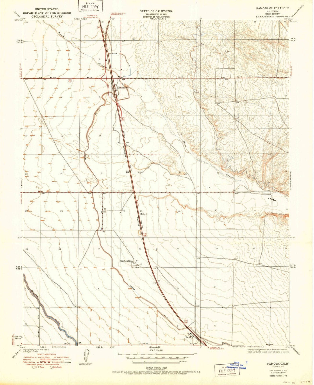 1950 Famoso, CA - California - USGS Topographic Map