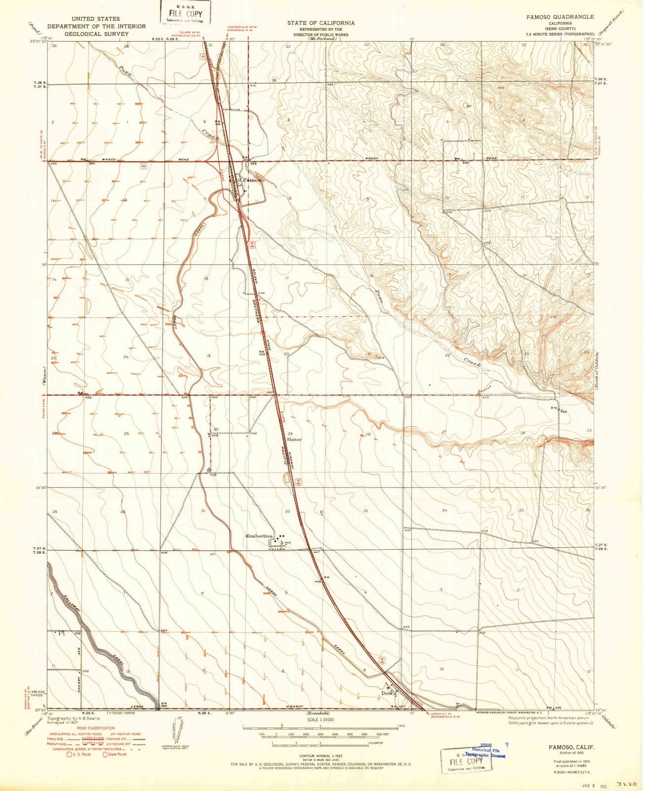 1950 Famoso, CA - California - USGS Topographic Map