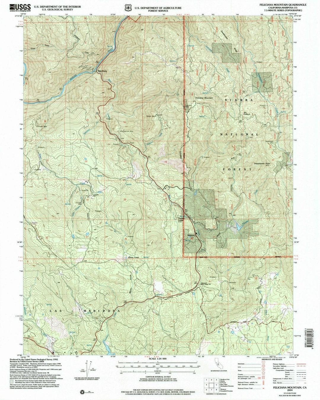 2004 Feliciana Mountain, CA - California - USGS Topographic Map