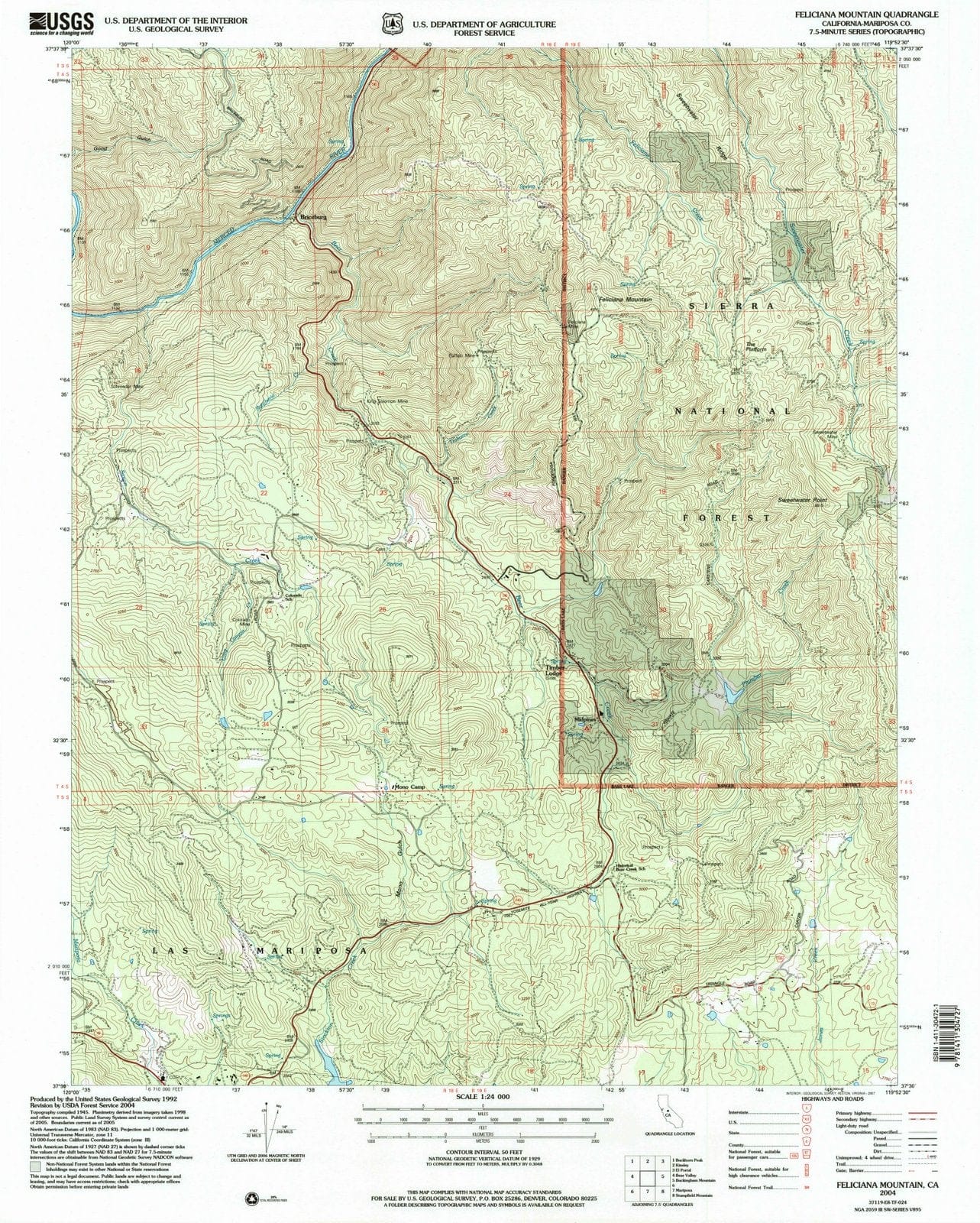 2004 Feliciana Mountain, CA - California - USGS Topographic Map