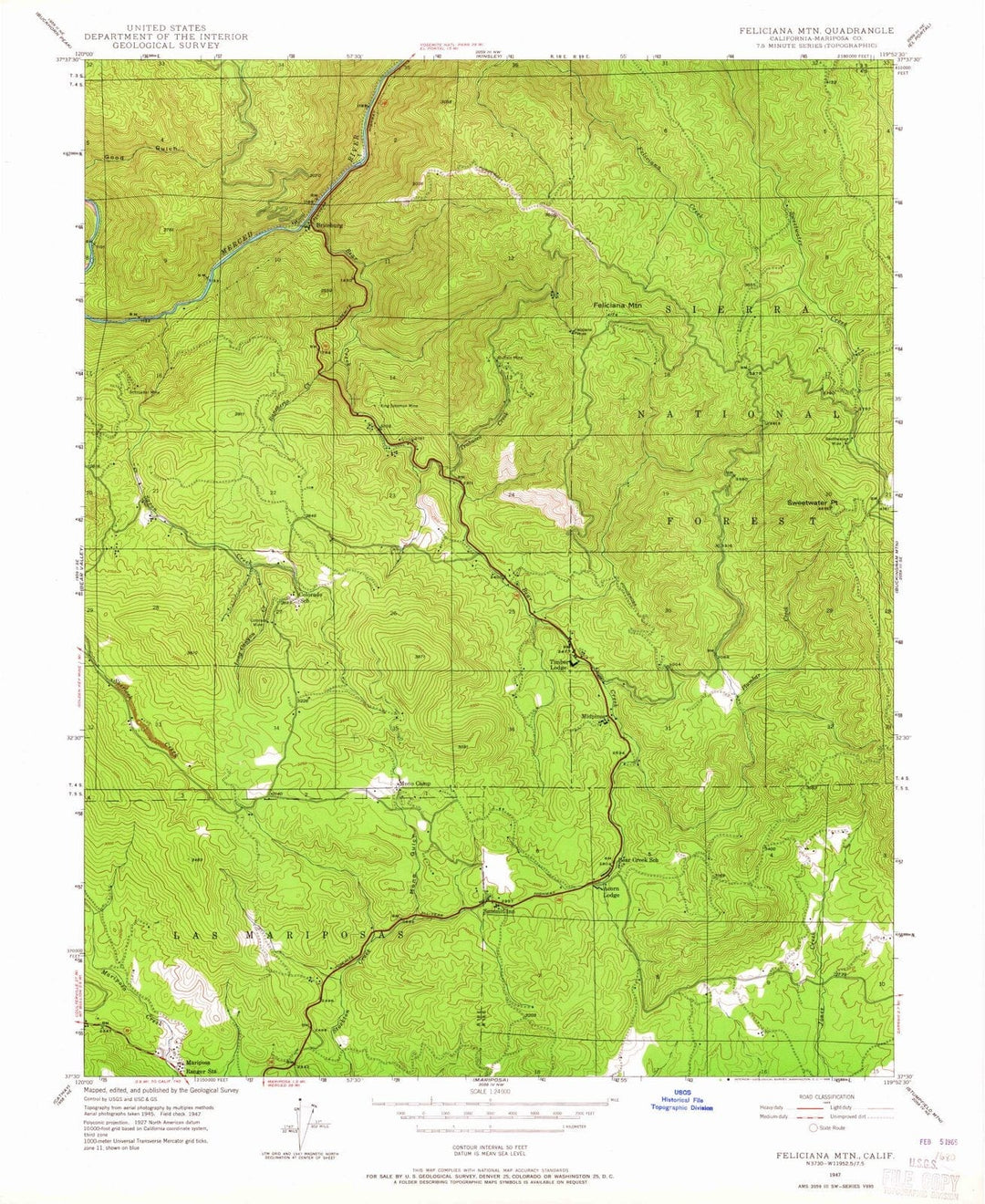 1947 Feliciana MTN, CA - California - USGS Topographic Map