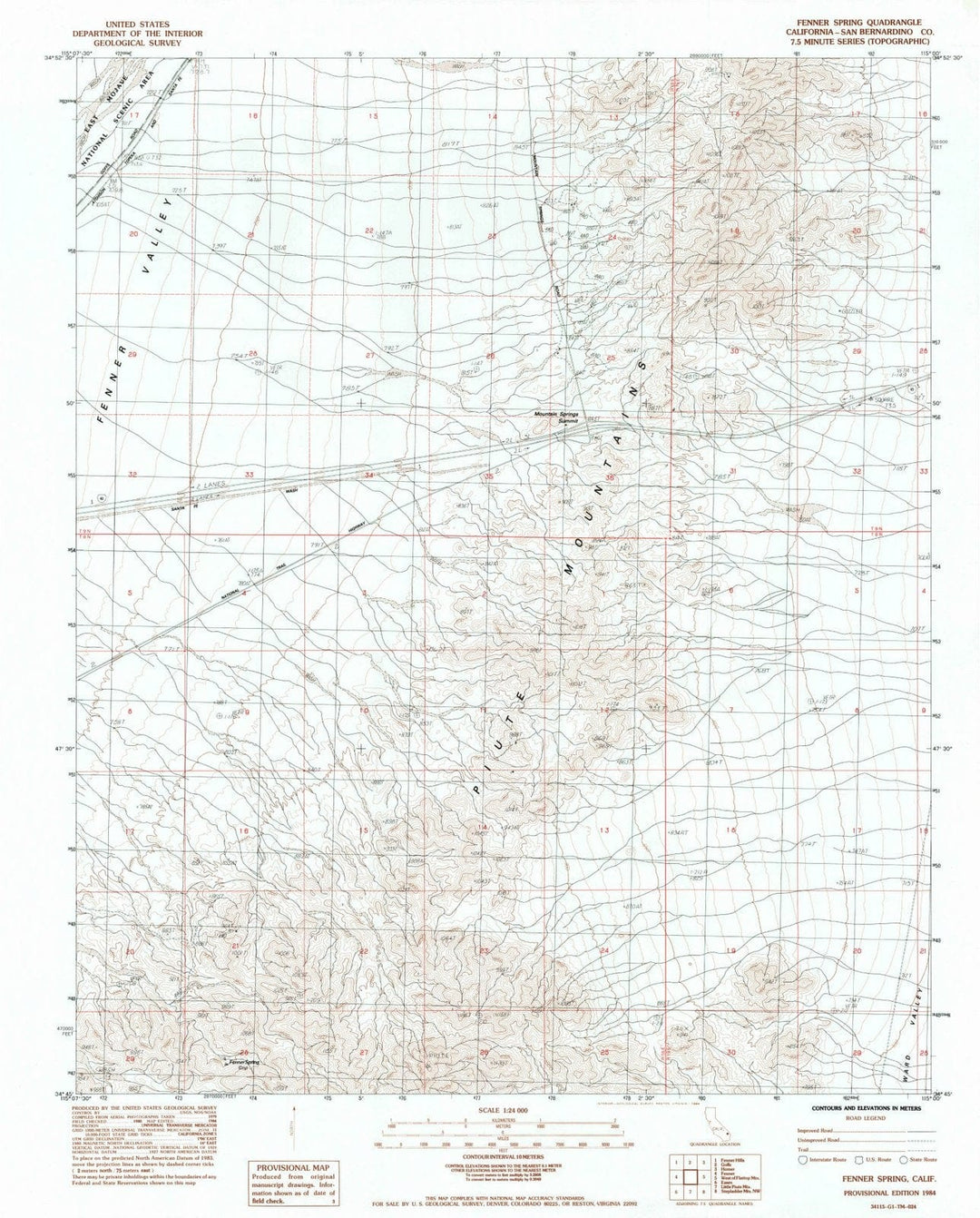1984 Fenner Spring, CA - California - USGS Topographic Map