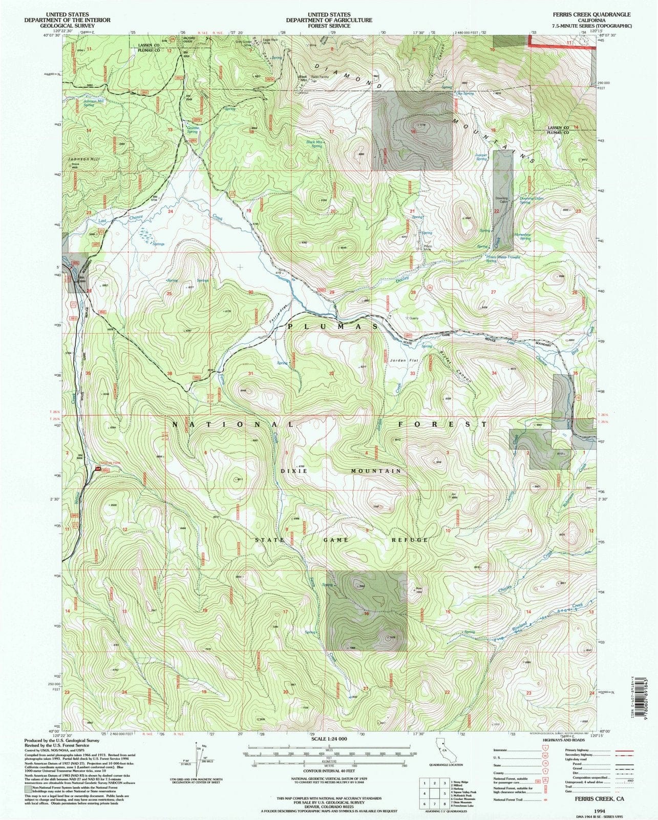 1994 Ferris Creek, CA - California - USGS Topographic Map