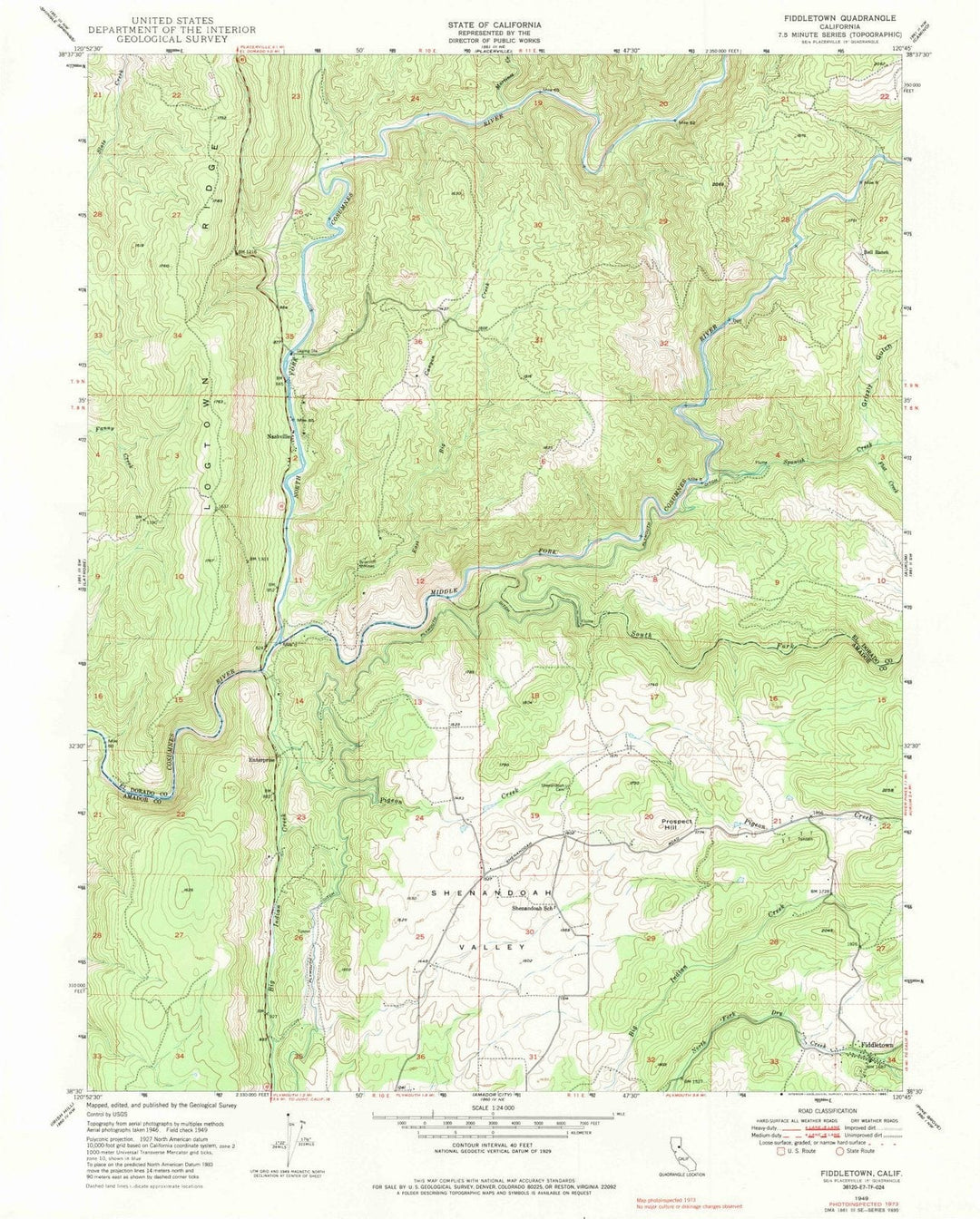 1949 Fiddletown, CA - California - USGS Topographic Map