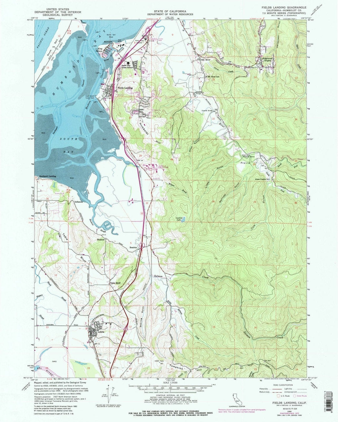 1959 Fields Landing, CA - California - USGS Topographic Map