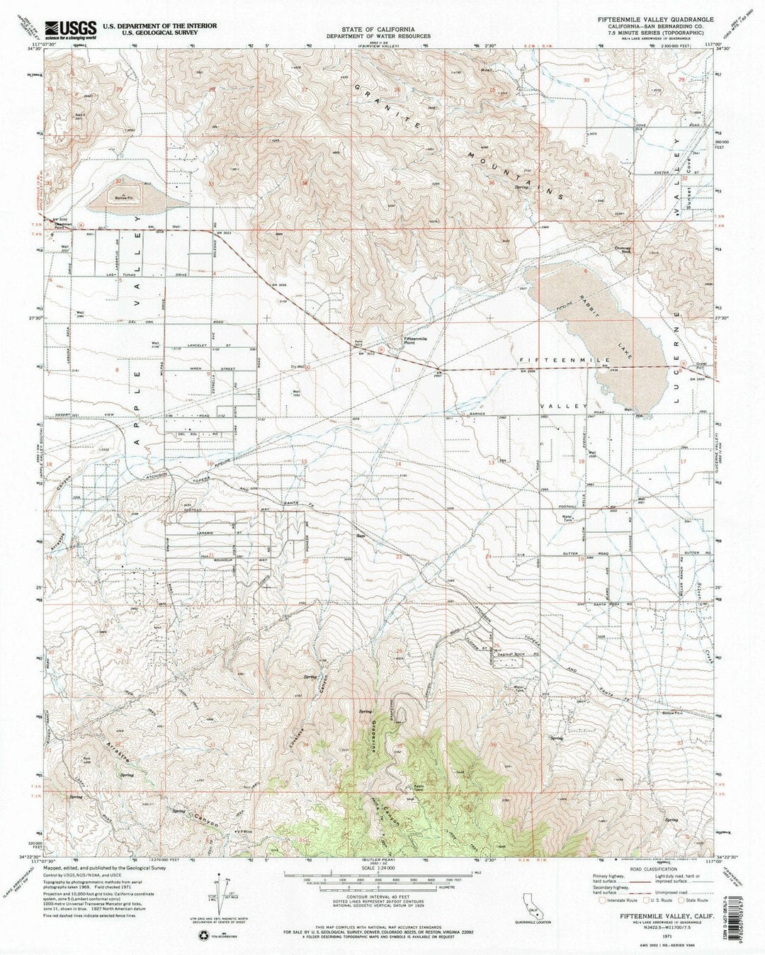 1971 Fifteenmile Valley, CA - California - USGS Topographic Map