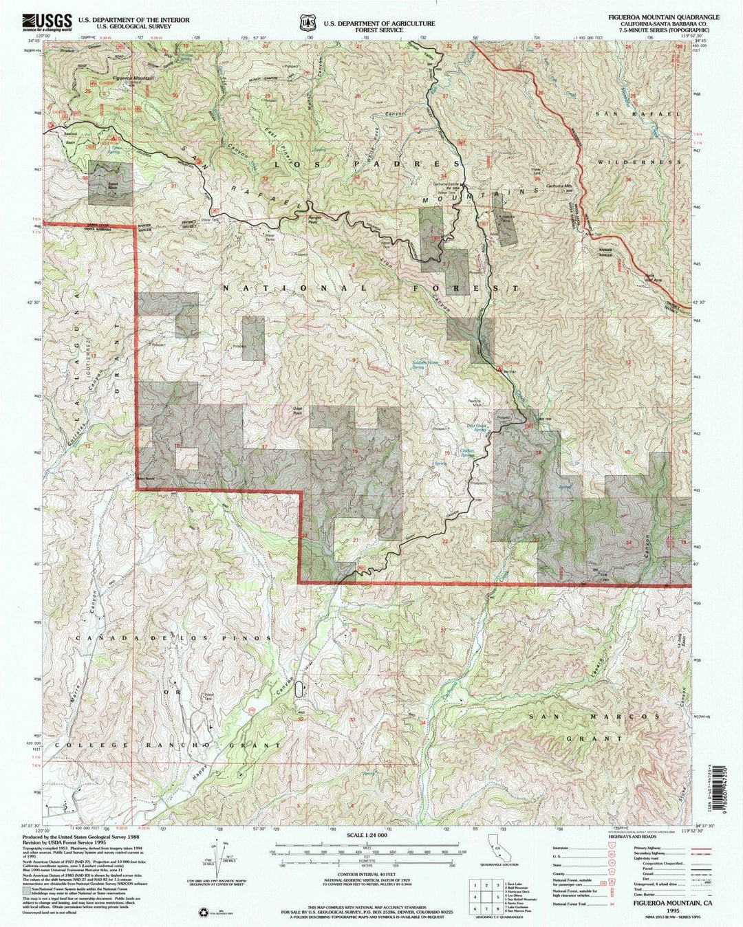 1995 Figueroa Mountain, CA - California - USGS Topographic Map