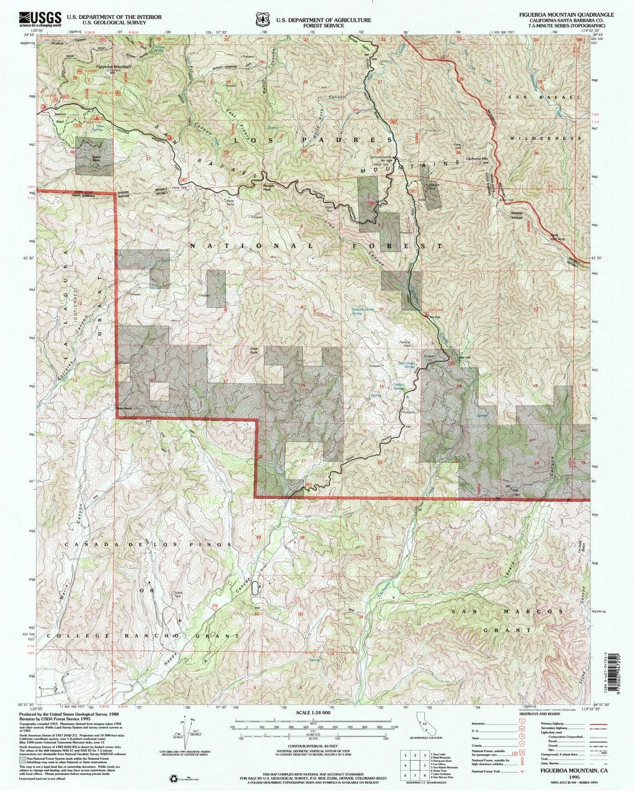 1995 Figueroa Mountain, CA - California - USGS Topographic Map