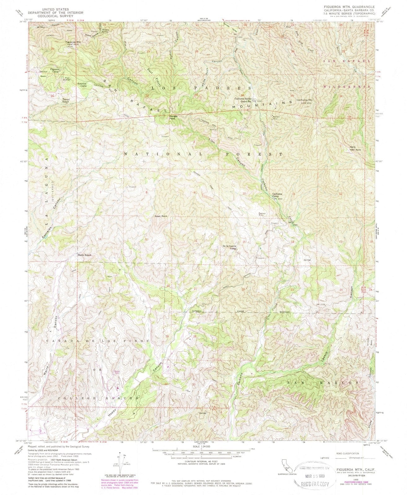 1959 Figueroa MTN, CA - California - USGS Topographic Map