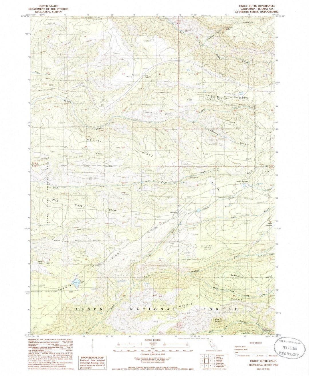 1985 Finley Butte, CA - California - USGS Topographic Map