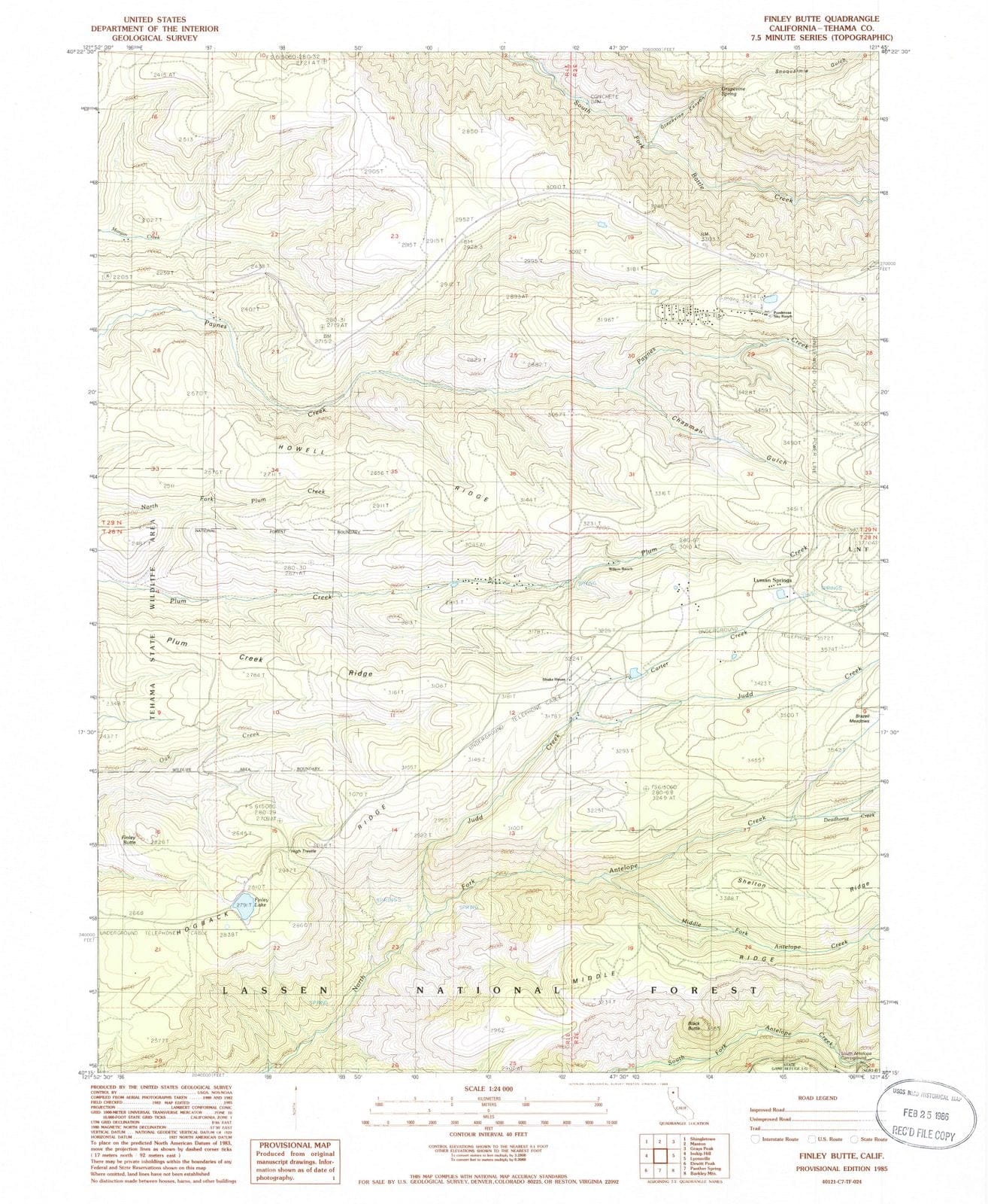 1985 Finley Butte, CA - California - USGS Topographic Map