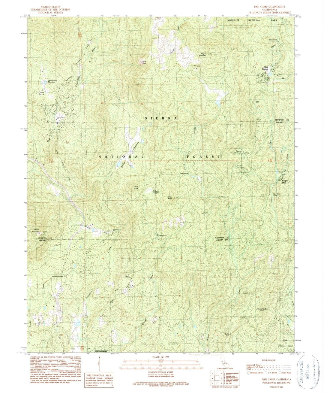 1990 Fish Camp, CA - California - USGS Topographic Map