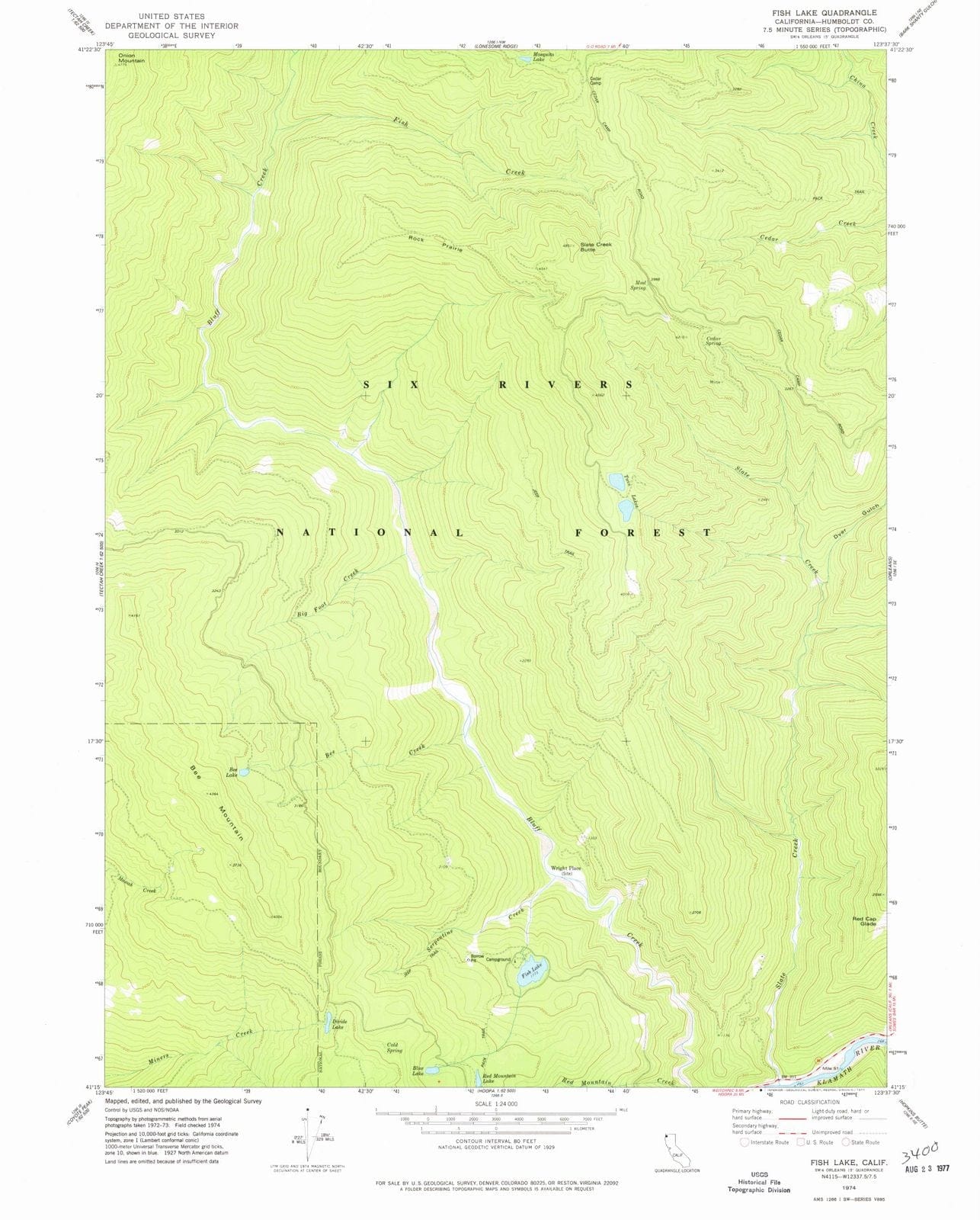 1974 Fish Lake, CA - California - USGS Topographic Map